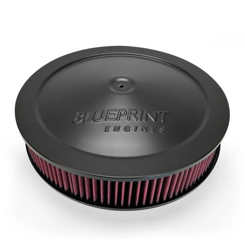BluePrint Engines Air Cleaners BPP144BK Cleaner, 14.000 in Diameter, Logo, Black Powdercoated, Steel, 3.000 in. Thick Filter, Flat Base, 4500 Flange, Dominator, Each thumbnail 2