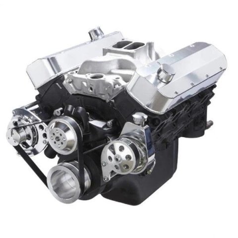 BluePrint Engines Accessory Drive Systems BPP632FDPS3 Pulley Kit, Dual Belt, Serpentine, Aluminum, Polished, Saginaw, Power Steering Pump, Alternator, Water Pump, Chevrolet, Tall Deck, Big Block, Kit