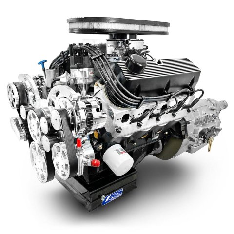 BluePrint Builder Series 427W/541HP Cobra Edition Carbureted Crate Engine and 4R70W Trans Combos BF427K4R7C 427 c.i. Series, Carbureted, Automatic Transmission w/Polished Pulley Kit. Incl. 30 months/50,000 warranty & Dyno