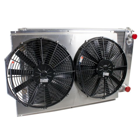 Griffin Performance Fit Radiator Combos CU-70010-LS Radiator, Crossflow, Aluminum, Natural, Dual Fan, Buick, Chevy, GMC, Oldsmobile, Pontiac, Kit thumbnail 2