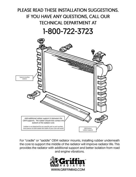 Griffin Performance Fit Radiator Combos CU-70010-LS Radiator, Crossflow, Aluminum, Natural, Dual Fan, Buick, Chevy, GMC, Oldsmobile, Pontiac, Kit thumbnail 6