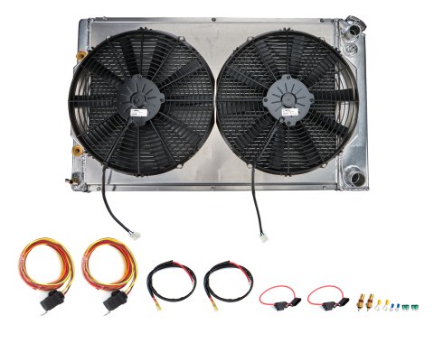 Griffin Performance Fit Radiator Combos CU-70010-LS Radiator, Crossflow, Aluminum, Natural, Dual Fan, Buick, Chevy, GMC, Oldsmobile, Pontiac, Kit thumbnail 7