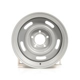 Vision American Muscle 55 Rally Series Silver Wheels 15x8 Wheel, Rally, Steel, Silver, 15 in. x 8 in., 5 x 4.75 in. Bolt Circle, 4.25 in. Backspace, Each thumbnail 1