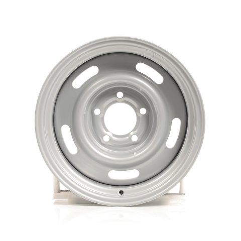 Vision American Muscle 55 Rally Series Silver Wheels 15x8 Wheel, Rally, Steel, Silver, 15 in. x 8 in., 5 x 4.75 in. Bolt Circle, 4.25 in. Backspace, Each