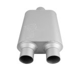 FlowMonster 2-Chamber Steel 3 Inch Muffler 430402-FM Muffler, FlowMonster, Aggressive Sound, 2-Chamber, 3.00 in. Single Inlet, 2.50 in. Dual Outlet, Steel, Aluminized, Universal, Each thumbnail 1