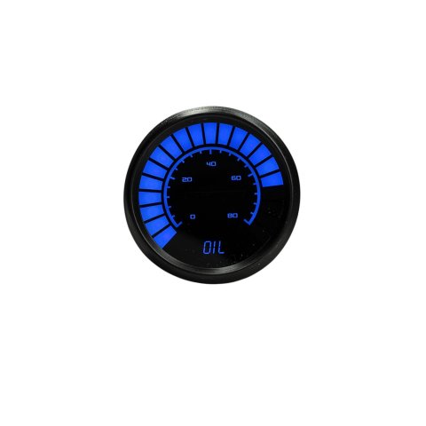 Intellitronix LED Digital Gauges B9114B Gauge, Digital, Oil Pressure, 0-80 PSI, 2 1/16 in. Diameter, Electrical, Black Bezel, Blue LED, Each thumbnail 2