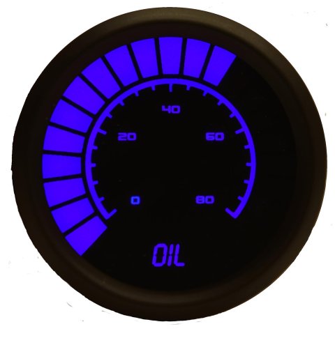 Intellitronix LED Digital Gauges B9114B Gauge, Digital, Oil Pressure, 0-80 PSI, 2 1/16 in. Diameter, Electrical, Black Bezel, Blue LED, Each thumbnail 4