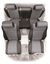 Smittybilt Neoprene Seat Cover Sets S/B471501 Covers, First Row/Second Row, Bucket/Bench, Lowback, Neoprene, Black/Black, Jeep, Set thumbnail 2