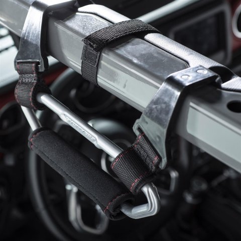 Smittybilt Roll Bar Accessories S/B779311 Powder Coated Aluminum Handle That Can Be Mounted Using Factory Points , Black and Silver. Sold As A Pair. thumbnail 2