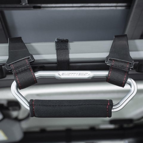 Smittybilt Roll Bar Accessories S/B779311 Powder Coated Aluminum Handle That Can Be Mounted Using Factory Points , Black and Silver. Sold As A Pair. thumbnail 3