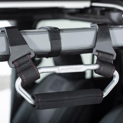 Smittybilt Roll Bar Accessories S/B779311 Powder Coated Aluminum Handle That Can Be Mounted Using Factory Points , Black and Silver. Sold As A Pair. thumbnail 4