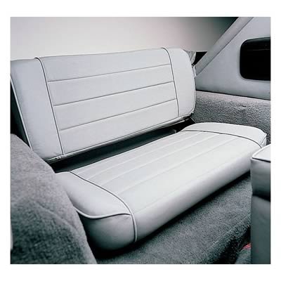 Smittybilt Fold and Tumble Rear Black Vinyl Seat S/B41301 Seat; And Seat; Black; Rear; No Drilling Installation thumbnail 1