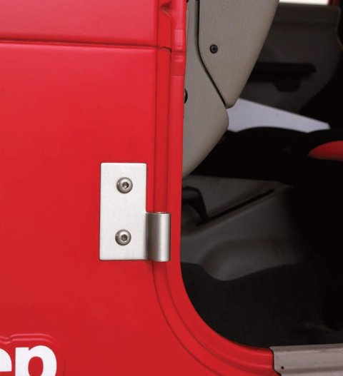 Smittybilt Lower Door Hinge Brackets S/B7607 Hinge; Bracket; Pair; Black; No Drilling Installation; Front thumbnail 1