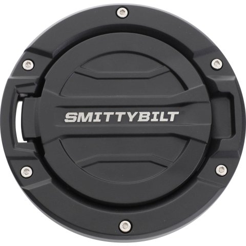 Smittybilt Fuel Filler Accents S/B75008 Textured Black Installs over the top of your factory gas opening to existing holes No Drilling Required thumbnail 1