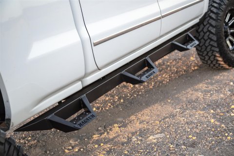Raptor Series Magnum RT Wheel-to-Wheel Drop Steps RTW113CH Step Bars, Steps, Steel, Black Powdercoat, Includes Brackets, Chevrolet, GMC, Double Cab, 6 1/2 ft. Bed, Pair thumbnail 1