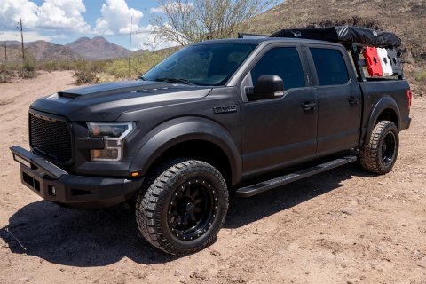 Raptor Series 6 in. OEM-Style Slide Track Oval Running Boards for 1999-2016 F-250 SUPER DUTY, F-350 DUTY - 1703-0343BT Boards, Tread Step, OEM-Style, Aluminum, Black, Textured, Extended Cab, Ford, Pair thumbnail 3