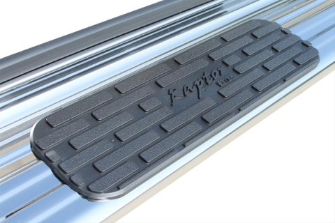 Raptor Series 7 in. SSR Stainless Steel Running Boards for 2009-2014 F-150 - 1303-0096 Boards, Steel, Cab Position, Polished, 88.970 Length, Ford, Pair thumbnail 2