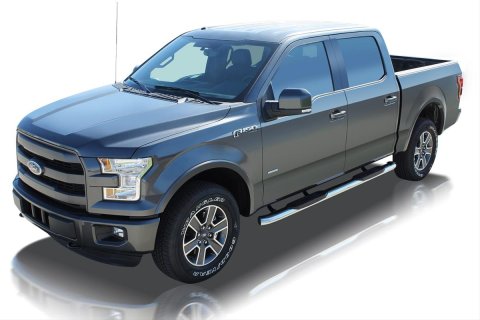 Raptor Series 5 in. Cab Length OE-Style Curved Oval Tube Side Step Bars 1603-0359 Nerf 5", OE Style Oval, Pol. SS, 15-17 Ford F-150 Crew Cab; 17 Ford F-250/F350 Super Duty C-Cab thumbnail 1