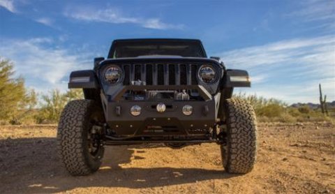 Raptor Series Magnum RT Front Bumpers for 2020-2022 GLADIATOR, 2018-2022 WRANGLER - FBM22JPN-RT Bumper, RT, Stubby Front, Fabricated, Steel, Black Textured Powdercoated, Winch Ready, Jeep, Each thumbnail 3