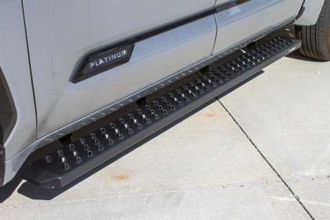 Raptor Series 6.5 in. Sawtooth Slide Track Running Boards for 2022-2025 TUNDRA - 2104-0142BT Boards, Tread Step, Aluminum, Black, Textured, Crew Cab, Toyota, Pair thumbnail 1