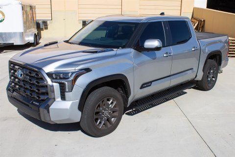Raptor Series 6.5 in. Sawtooth Slide Track Running Boards for 2022-2025 TUNDRA - 2104-0142BT Boards, Tread Step, Aluminum, Black, Textured, Crew Cab, Toyota, Pair thumbnail 3