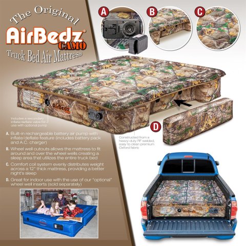 AirBedz Original Truck Bed Camo Air Mattresses PPI-402 Mattresses, Camo, Built-in Pump, Charger, 63.50 in. Wide x 76.00 in. Long x 12.00 in. Tall, for 6.00/6.50 ft. Beds, Each thumbnail 1