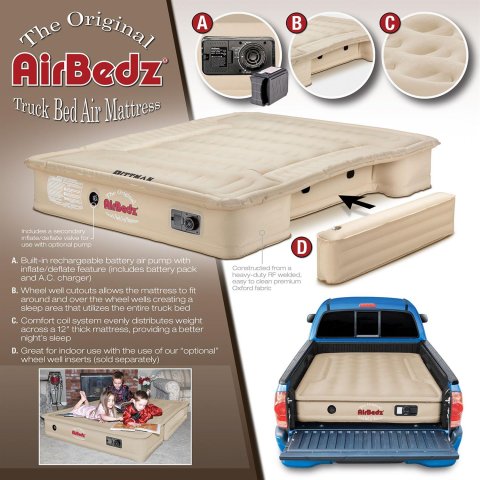 AirBedz Air Mattresses PPI-502 PPI 502 Full Size 6'-6.5' Short Bed with Built-in Rechargeable Battery Pump. The Original Truck Bed Mattress