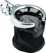 Kuryakyn Drink Holder with Mesh Basket 1 inch Clamp Chrome thumbnail 2