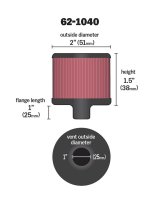 K&N Steel Base Crankcase Vent Filter/Breather 1in Vent OD x 2in OD x 1.5in Height thumbnail 5