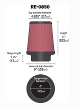 K&N Universal Air Filter (4in. Flange / 6in. Base OD / 4-5/8in. Top OD / 6in. Height) thumbnail 6