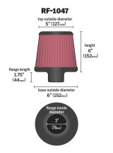 K&N Round Tapered Universal Air Filter 3 inch Flange 6 inch Base 5 inch Top 6 inch Height thumbnail 5
