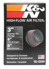 K&N Universal Round Clamp-On Air Filter 3in Flange ID x 6in Base OD x 4.625in Top OD x 3in Height thumbnail 9
