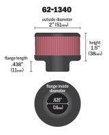 K&N 0.625 inch ID 2 inch OD 1.5 inch H Clamp On Crankcase Vent Filter thumbnail 1