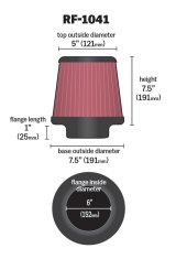 K&N Round Tapered Universal Air Filter 6 inch Flange 7 1/2 inch Base 5 inch Top 7 1/2 inch Height thumbnail 8
