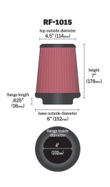 K&N 6 inch OD-Base 4 1/2 inch OD-Top 7 Inch H Round Tapered Universal Air Filter thumbnail 4