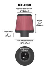 K&N Filter Universal X Stream Clamp-On 2.5in Flange ID / 6in Base OD / 5in Top OD / 5.5in Height thumbnail 1