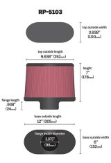 K&N Universal Filter with Carbon Fiber Top & Base-12in Base O/S Length x 6in Base O/S Width x 7in H thumbnail 5