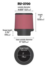 K&N Universal Rubber Filter Round Tapered 4.625in Top OD x 5in Base OD x 4in H thumbnail 5