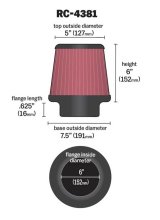 K&N Universal Chrome Filter 6in Flange ID x 7.5in Base OD x 5in Top OD x 6in H thumbnail 6