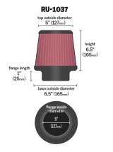K&N Universal Clamp-On Air Filter 5in FLG / 6-1/2in B / 5in T / 6-1/2in H thumbnail 4