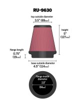 K&N Universal Tapered Filter 2.5in Flange ID x 4.5in Base OD x 3.5in Top OD x 5in Height thumbnail 2