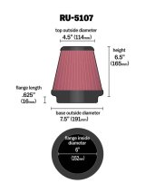 K&N Universal Air Filter 6in Flange / 7-1/2in Base / 4-1/2in Top / 6-1/2in Height thumbnail 2