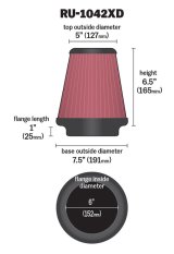 K&N Universal Clamp-On Air Filter 6in FLG / 7-1/2in B / 5in T / 6-1/2in H thumbnail 2