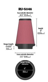 K&N Universal Clamp-On Air Filter 6in FLG / 7-1/2in B / 4-1/2in T / 9in H thumbnail 4