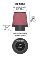 K&N Universal Clamp-On Air Filter 2-3/4in FLG / 4-11/16in B / 3-1/2in T / 4-7/8in H thumbnail 2