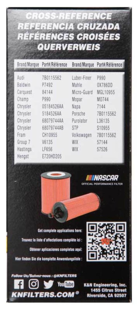 K&N Performance Oil Filter for 11-13 Chrysler 200/300 3.6L / 11-13 Dodge Durango 3.6L thumbnail 3