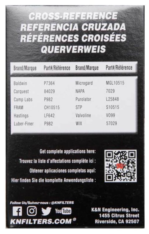 K&N Performance Oil Filter for Hyundai/Kia 3.8L V6, 4.6L/5.0L V8 thumbnail 6