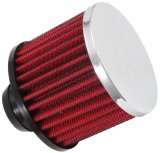 K&N Rubber Base Chrome Top Push-In Crankcase Vent Filter 3in OD x 2-1/2in H. thumbnail 2