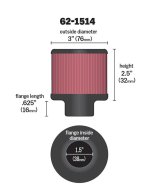 K&N 1.5in Flange ID x 3in OD x 2.5in Height Clamp On Crankcase Vent Filter thumbnail 1
