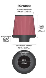 K&N Universal Air Filter Round Tapered 7.375in Base OD / 6.625in Top OD / 7.875in Height thumbnail 5